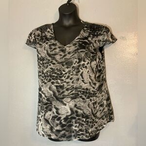 Apt. 9 Black and White Animal Print Blouse